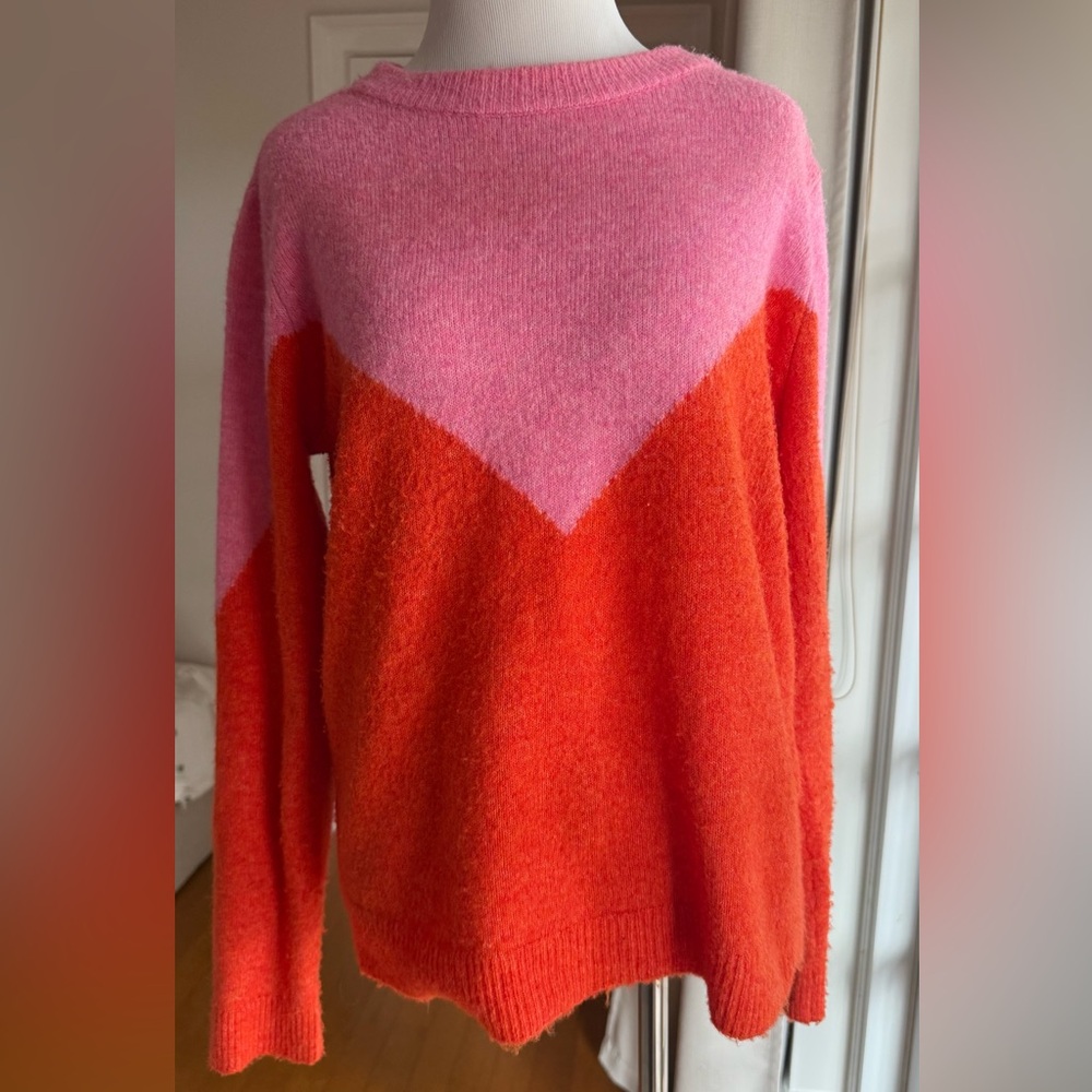 Vero Moda Pink and Orange color block medium Women's Sweater EUC